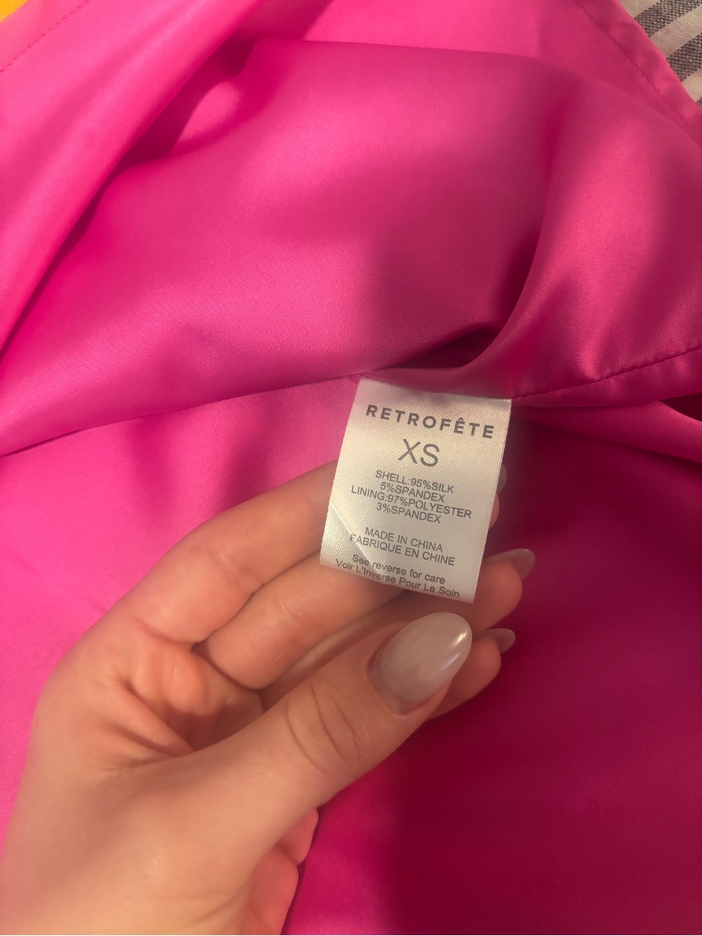 JOSEFINE SILK DRESS Pink Lime Ombre Retrofete silk mini slip dress backless - Picture 9 of 16